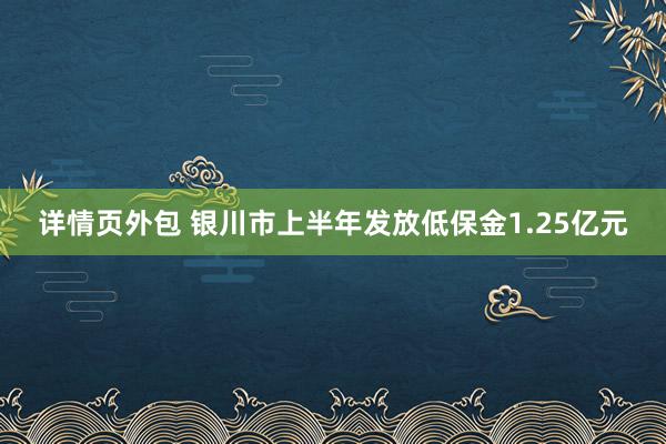 详情页外包 银川市上半年发放低保金1.25亿元