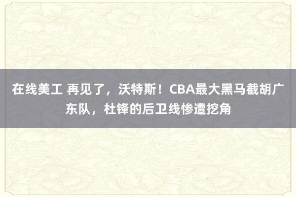 在线美工 再见了，沃特斯！CBA最大黑马截胡广东队，杜锋的后卫线惨遭挖角