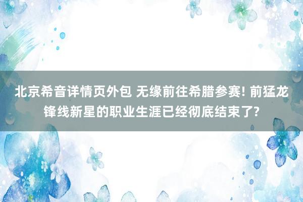 北京希音详情页外包 无缘前往希腊参赛! 前猛龙锋线新星的职业生涯已经彻底结束了?