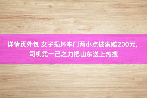 详情页外包 女子损坏车门两小点被索赔200元, 司机凭一己之力把山东送上热搜