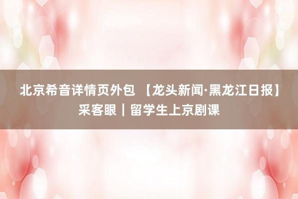 北京希音详情页外包 【龙头新闻·黑龙江日报】采客眼｜留学生上京剧课