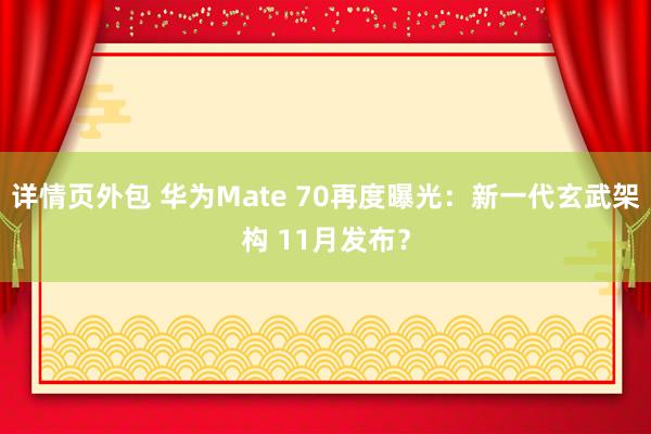 详情页外包 华为Mate 70再度曝光：新一代玄武架构 11月发布？