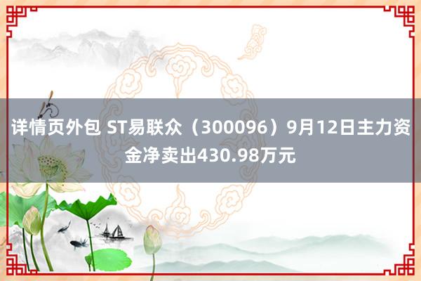 详情页外包 ST易联众（300096）9月12日主力资金净卖出430.98万元